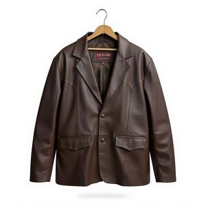 VTG Saguaro West Roper Mens 42R Brown Genuine Leather Western Blazer Sport‎ Coat